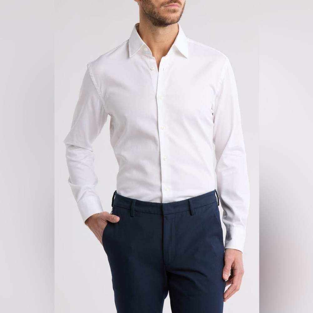 Hugo Boss White Kent Slim Dress Shirt XL